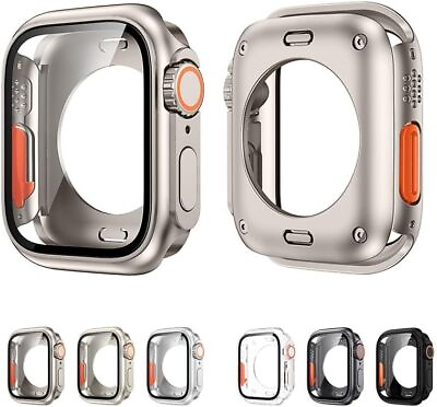 #ad 2 Pack For Apple Watch Series 9 8 7 6 5 4 SE 45 44 41 40mm Screen Protector Case $10.99