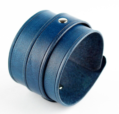 #ad #ad Blue Leather Cuff Blue Rocker Bracelet Great Gift Blue Cuff $23.00