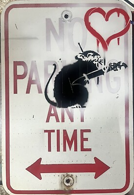 #ad Banksy Original Graffiti Street Sign Painting Street Art Dismaland Traffic RARE $299.99