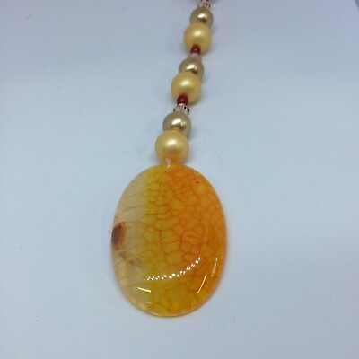 #ad Sun Catcher Light Catcher Orange Dragon Veins Crystal Ornament Handmade USA OOAK $14.92