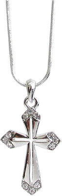 #ad Silvertone Cross Pendant Necklace for Women $15.95