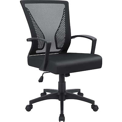 #ad Mid Back Office Desk Chair Ergonomic Mesh Task Chair with Lumbar Support Black $34.09