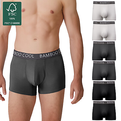 #ad BAMBOO COOL Men#x27;s Trunks 6 Pack Underwear Low Rise Boxer Shorts Support Pouch $49.99