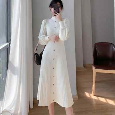 #ad Dresses Ladies Sweater Knitted Office Lady Dress Elegant Women#x27;s Clothing Dress $40.57