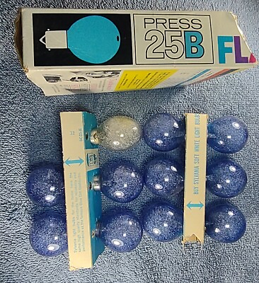 #ad Vintage Sylvania Blue Dot Flash Bulbs Press 25B Open box 10 Blue 1 White $7.80