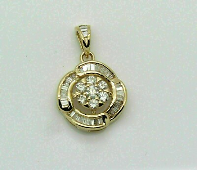 #ad 2.00Ct Round Cut VVS1 Diamond Flower Pendant 14K Yellow Gold Over 18quot; Free Chain $49.00