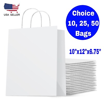#ad #ad Paper bags white kraft bag with handles gift Retail Merchandise shopping Bag $10.50