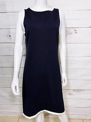#ad Talbots Womens Dress Size 10 Navy Blue Round Neck Sleeveless Back Zip $29.99