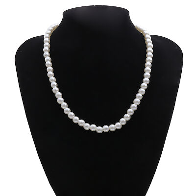 #ad Fashion Women Men White Pearl Necklace Freshwater Pearl Choker Long 16 18quot; US $10.98