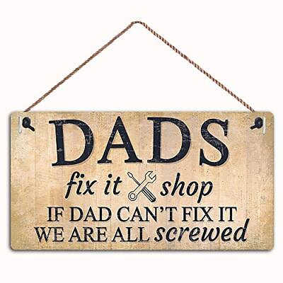 #ad woodsign Home Decor dads fix Shop Gift Signs Door Wall Hanging Plaque Gifts f... $19.15