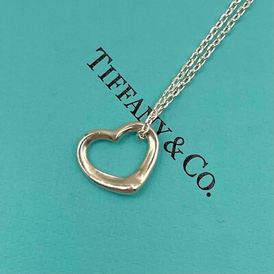 #ad Tiffany amp; Co Sterling Silver Elsa Peretti Open Heart Necklace very good $67.50