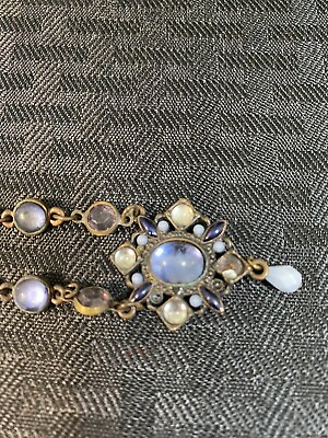 #ad 1928 Brand Necklace Vintage Delicate Feminine Costume Collar Type Blue Stone $10.00