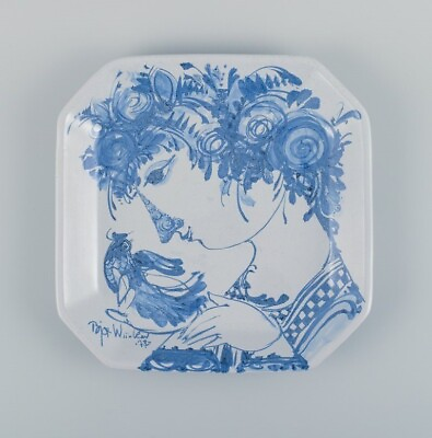 #ad Bjørn Wiinblad Det Blå Hus The Blue House unique square bowl. Dated 1978 $590.00