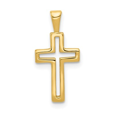 #ad 14K Yellow Gold Cross Charm Pendant For Womens Mens 0.62gram $124.00