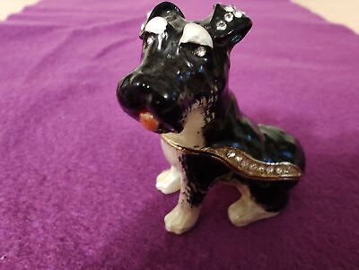 #ad Terrier Enamel Jeweled Trinket Box $19.50