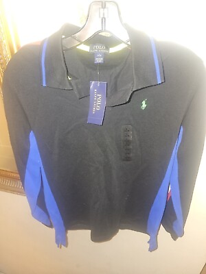 #ad Long Sleeve Large Size 14 16 Polo Collared Shirt Multicolored $30.00