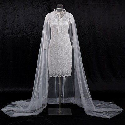 #ad Women White Cloak Party Show Bridal Mesh Cloak Wedding Cape for Long Dress $13.99