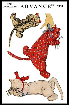 #ad Advance #6931 Fabric Sewing Pattern Sleeping Kitten CAT Kitty Stuffed Animal Toy $5.49
