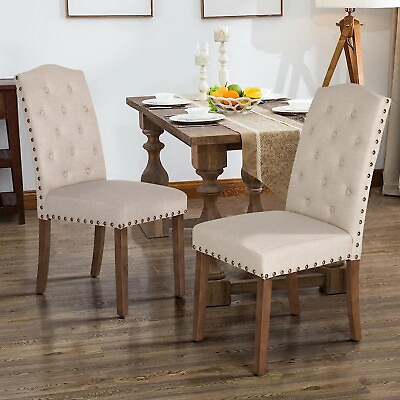 #ad Tufted Velvet Dining Room Chairs Set of 2 With Wood Legs Armchair Kitchen Modern $186.99
