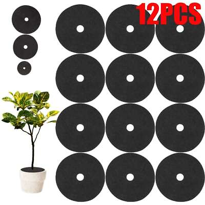 #ad 12Pcs Non Woven Tree Mulch Ring Round Weed Barrier Tree Protection Weed Mats $9.47