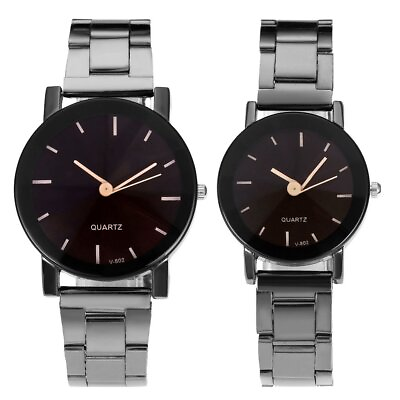 #ad #ad Top Plaza His and Hers Valentine Day Gift Couples Watches All Black Bracelet ... $27.85