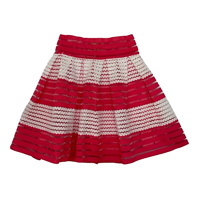 #ad Emma amp; Elsa Pink Stripe White Floral Embroidered Sheer Lined Skirt Girls 10 12 $18.00