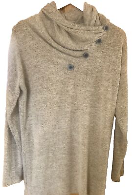 #ad Weaczzy Women#x27;s Small Long Sleeve Cowl Neck Lightweight Stretchy Gold Sweater $10.99