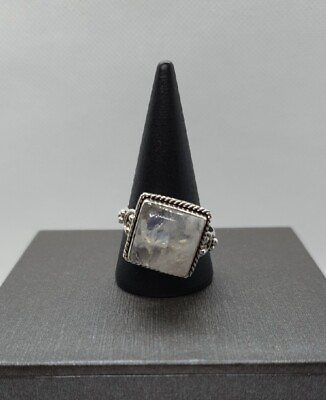 #ad Sterling Plated Square Moonstone Ring Size 10.5 $24.00