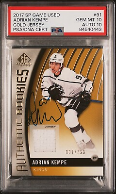 #ad 2017 18 SP Game Used Rookie Jersey Adrian Kempe 399 PSA 10 10 Auto RPA $599.99