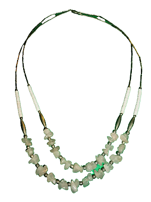 #ad Vintage Sterling Liquid Silver White Heishi Beads Rose Quartz Necklace $21.25