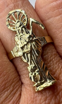 #ad GOLd ring Santa muerte saint holy death grim reaper 10k solid size 6.5 $249.00