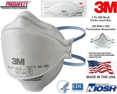 #ad NEW 3M 9205 AURA N95 NIOSH Particulate Respiratory Protection MASKS USA MADE $127.95