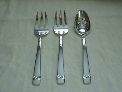 #ad Reed amp; Barton Serving Pieces 2 Forks Pierced Spoon 18 8 Stainless Steel Korea $22.50