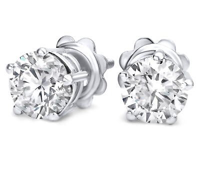 #ad 2 Ct Round Lab Created Diamond Stud Earrings 14K White Gold E VS2 Certified $3249.00