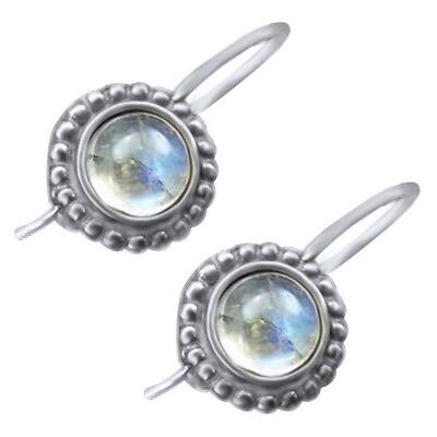 #ad Moonstone Drop Dangle Earrings 14K White Gold Plated Sterling Silver $265.12