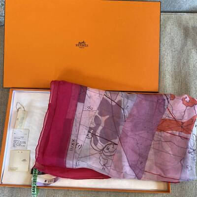 #ad Hermes Shawl LE MONDE EST VASTE 140 cm Chiffon silk mousseline scarf stole world $798.00