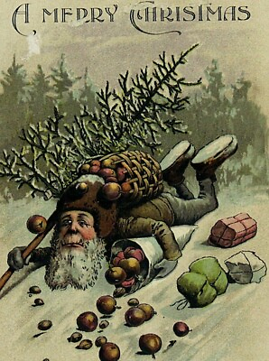 #ad C. 1910 Old World Santa Claus Falling Embossed Postcard Printed in Germany $41.20