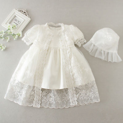 #ad Newborn Baby Girls Christening Birthday Prom White Party Princess Dress hat 7 GBP 24.99