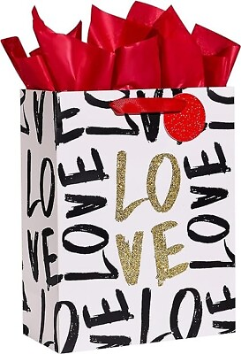 #ad #ad 13quot; Large Gift Bag with tissue paper for Valentines Day Birthday Mother#x27;s day... $9.20