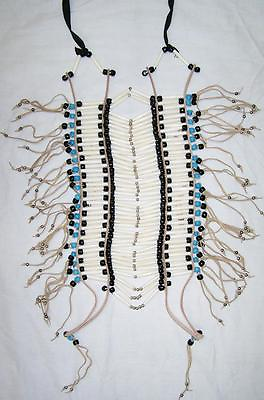 #ad INDIAN STYLE LG TURQUOISE BEADED BUFFALO BONE BREAST PLATE western chest shield $64.61