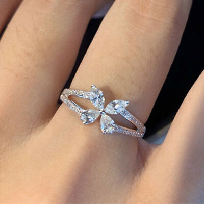 #ad 14K White Gold Engagement Anniversary Split Shank Ring 1.82Ct Simulated Diamond $248.07