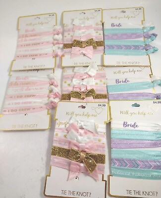 #ad Bridal Hair Ties Bracelet Will You Help Me Tie The Knot Bridal Shower Lot of 8 $11.96