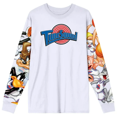 #ad Space Jam Tune Squad Movie Looney Tunes Vintage Cartoon Long Sleeve Print Shirt $13.99