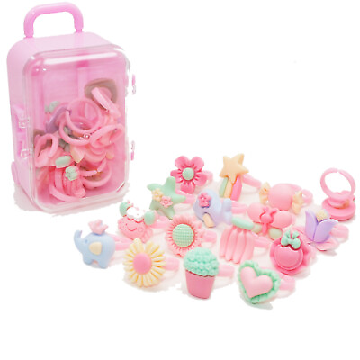 #ad 15pcs Assorted Little Girl Jewelry Rings Adjustable Birthday Gifts with Cute Box $3.41