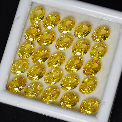 #ad 9 Pcs Natural Certified Sapphire Yellow Oval Shape Loose Gemstone 7x5 MM Lot $13.27
