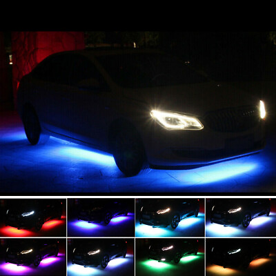 #ad 4Pcs RGB LED Under Car Tube Strip Under Glow Body Neon Light Kit Phone Control $67.26