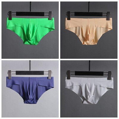 #ad Mens Underwear Briefs Seamless Breathable Low Waist Sexy Ice Silk One piece $7.59