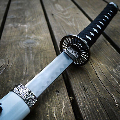 #ad 40quot; White Dragon Samurai Ninja Bushido Katana Japanese Sword Carbon Steel Blade $35.99