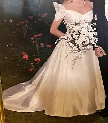 #ad #ad Priscilla of Boston Vintage Wedding Small Dress Off Shoulder $50.00
