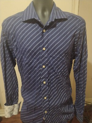#ad Men#x27;s Robert Graham Blue Striped XL Long Sleeve Button Down Shirt 100% Cotton $28.99
